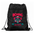 Büzgülü İpli Spor Çantası Boxing Fierce Battle Siyah