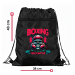 Büzgülü İpli Spor Çantası Boxing Fierce Battle Siyah - Görsel 3